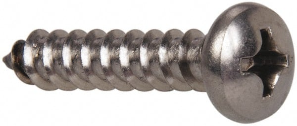 Value Collection - #10 Pan Head Phillips Sheet Metal Screw - Stainless Steel, 1-1/4" Length Under Head, Grade 316 - Exact Tooling