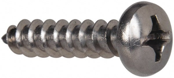 Value Collection - #12 Pan Head Phillips Sheet Metal Screw - Stainless Steel, 1" Length Under Head, Grade 316 - Exact Tooling