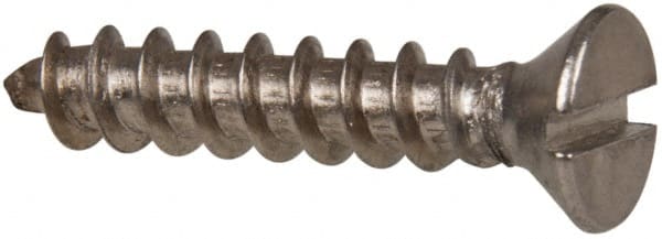 Value Collection - #10 Flat Head Slotted Sheet Metal Screw - Stainless Steel, 1" OAL, Grade 316 - Exact Tooling