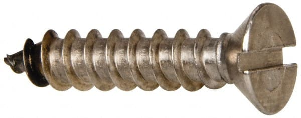 Value Collection - #14 Flat Head Slotted Sheet Metal Screw - Stainless Steel, 1-1/4" OAL, Grade 316 - Exact Tooling