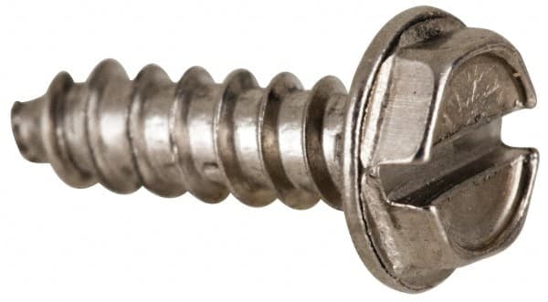 Value Collection - #10 Hex Washer Head Slotted Sheet Metal Screw - Stainless Steel, 1-1/4" Length Under Head, Grade 316 - Exact Tooling