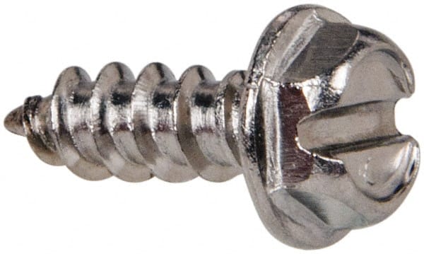 Value Collection - #8 Hex Washer Head Slotted Sheet Metal Screw - Stainless Steel, 1/2" Length Under Head, Grade 316 - Exact Tooling