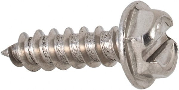 Value Collection - #8 Hex Washer Head Slotted Sheet Metal Screw - Stainless Steel, 5/8" Length Under Head, Grade 316 - Exact Tooling