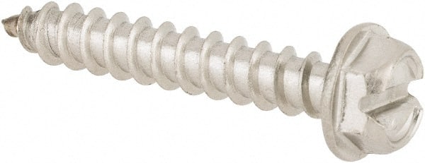 Value Collection - #8 Hex Washer Head Slotted Sheet Metal Screw - Stainless Steel, 1" Length Under Head, Grade 316 - Exact Tooling