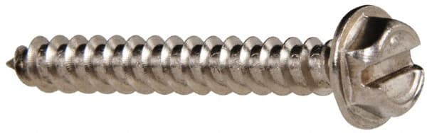 Value Collection - #8 Hex Washer Head Slotted Sheet Metal Screw - Stainless Steel, 1-1/4" Length Under Head, Grade 316 - Exact Tooling