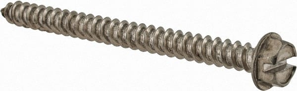 Value Collection - #8 Hex Washer Head Slotted Sheet Metal Screw - Stainless Steel, 2" Length Under Head, Grade 316 - Exact Tooling