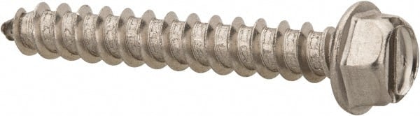 Value Collection - #12 Hex Washer Head Slotted Sheet Metal Screw - Stainless Steel, 1-1/2" Length Under Head, Grade 316 - Exact Tooling