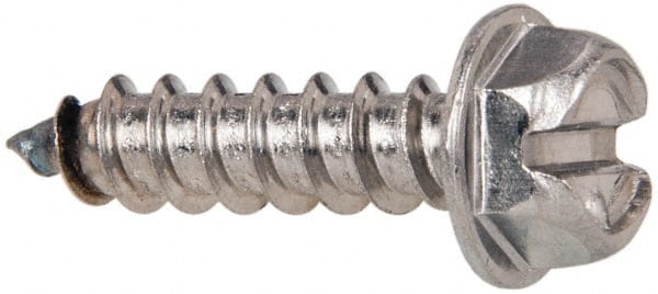 Value Collection - #14 Hex Washer Head Slotted Sheet Metal Screw - Stainless Steel, 1" Length Under Head, Grade 316 - Exact Tooling
