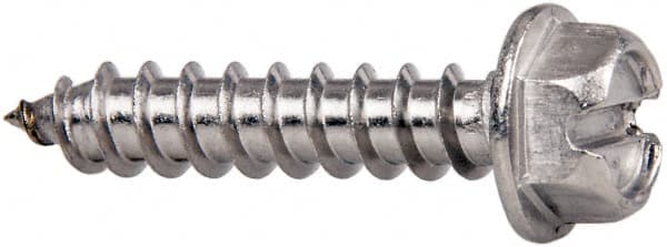 Value Collection - #14 Hex Washer Head Slotted Sheet Metal Screw - Stainless Steel, 1-1/4" Length Under Head, Grade 316 - Exact Tooling