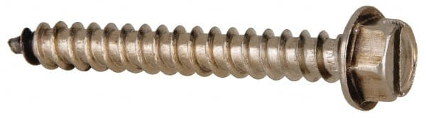 Value Collection - #14 Hex Washer Head Slotted Sheet Metal Screw - Stainless Steel, 2" Length Under Head, Grade 316 - Exact Tooling