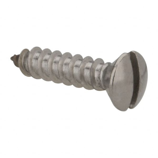 Value Collection - #8 Oval Head Slotted Sheet Metal Screw - Stainless Steel, 3/4" OAL, Grade 316 - Exact Tooling