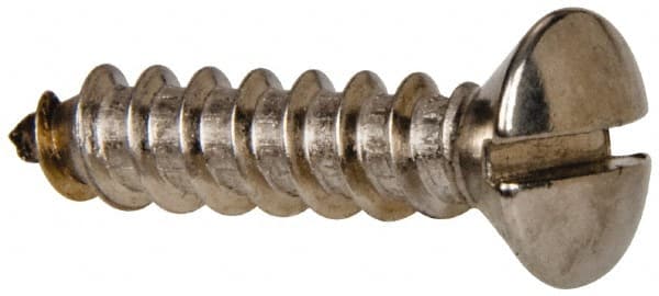 Value Collection - #12 Oval Head Slotted Sheet Metal Screw - Stainless Steel, 1" OAL, Grade 316 - Exact Tooling