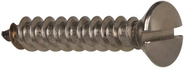 Value Collection - #12 Oval Head Slotted Sheet Metal Screw - Stainless Steel, 1-1/2" OAL, Grade 316 - Exact Tooling