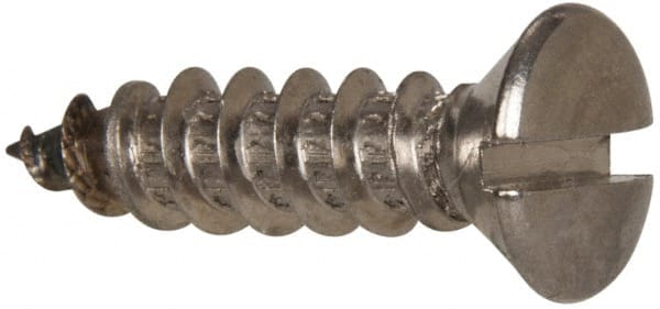 Value Collection - #14 Oval Head Slotted Sheet Metal Screw - Stainless Steel, 1" OAL, Grade 316 - Exact Tooling