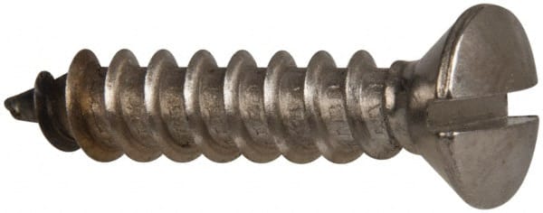 Value Collection - #14 Oval Head Slotted Sheet Metal Screw - Stainless Steel, 1-1/4" OAL, Grade 316 - Exact Tooling
