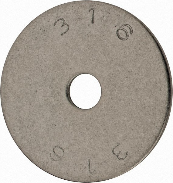 Value Collection - 1/4" Screw, Grade 18-8 Stainless Steel Fender Flat Washer - 1/4" ID x 1-1/2" OD, 0.072" Thick, Plain Finish - Exact Tooling