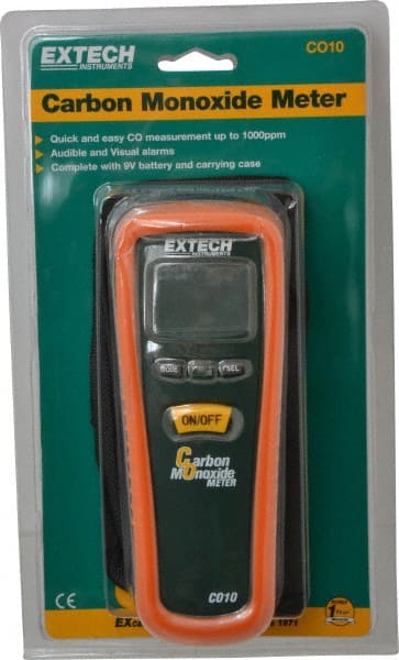 Extech - Audible Alarm, LCD Display, Carbon Monoxide (CO) Meter - Monitors Carbon Monoxide - Exact Tooling