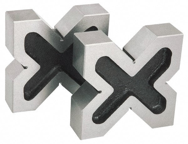 SPI - 1-9/16 to 2-3/8" Capacity, 90° Angle, Cast Iron 4-Way V-Block - 4-3/4" Long x 1-3/8" Wide x 4-3/4" High, Sold as Matched Pair - Exact Tooling