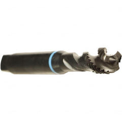 Emuge - M5x0.50 Metric Fine 3 Flute 6H Modified Bottoming Spiral Flute Tap - Cobalt, Oxide Finish, 70mm OAL, Right Hand Flute, Right Hand Thread, Series Enorm - Exact Tooling