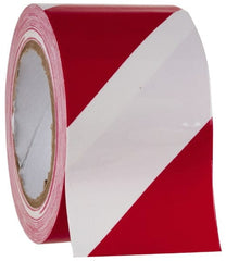 NMC - Red & White Striped Vinyl Tape - 3" Wide x 108' Long x 0.002" Thick, General Traffic - Exact Tooling