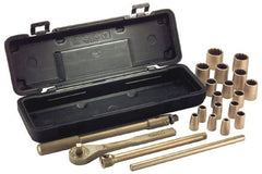 Ampco - 26 Piece 1/2" Drive Socket Set - 6 Points, 10mm to 32mm Range, Metric Measurement Standard - Exact Tooling
