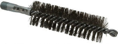 Schaefer Brush - 4-1/2" Brush Length, 1-1/2" Diam, Double Stem, Double Spiral Tube Brush - 7-1/4" Long, Stainless Steel, 1/4" NPSM Male Connection - Exact Tooling
