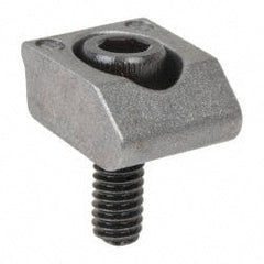 Mitee-Bite - 8-32 Screw Thread, 1/2" Wide x 0.1" High, Smooth Steel Standard Style Screw Mount Toe Clamp - 1,500 Lb Holding Force, 44" Lb Torque, 3.7 Lb Ft Torque, 25/64" Long Extension, 0.016" Throw, 8 Clamps in Package - Exact Tooling