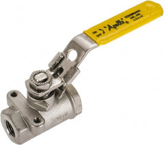 Apollo - 1/4" Pipe, Standard Port, Stainless Steel Standard Ball Valve - 2 Piece, NPT Ends, Locking Lever Handle, 600 WOG, 150 WSP - Exact Tooling