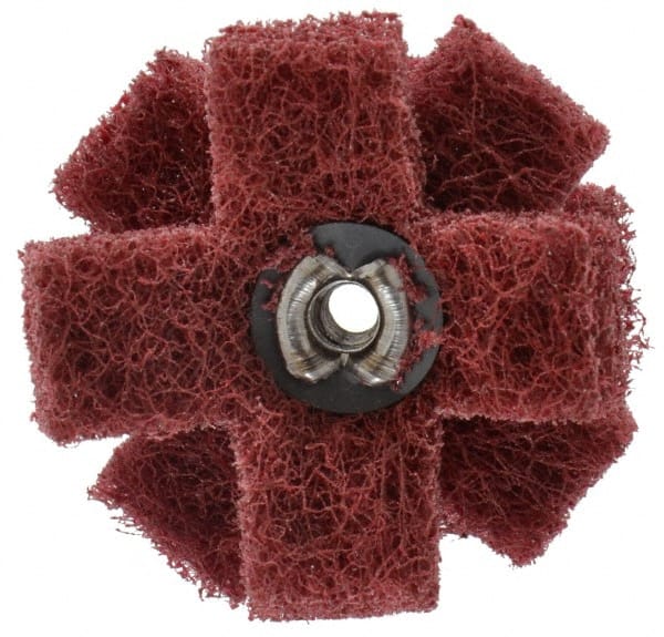 Standard Abrasives - 1-1/2" Diam Medium Density Cross Buff - 3 Plys, 8-32 Thread, Very Fine Grade, 20,000 Max RPM - Exact Tooling