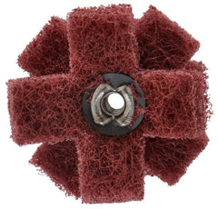 Standard Abrasives - 1-1/2" Diam Medium Density Cross Buff - 3 Plys, 8-32 Thread, Very Fine Grade, 20,000 Max RPM - Exact Tooling