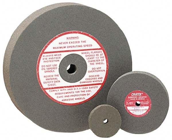 Cratex - 4" Diam x 1/2" Hole x 1/4" Thick, Surface Grinding Wheel - Silicon Carbide, Fine Grade, 5,250 Max RPM, Rubber Bond, No Recess - Exact Tooling
