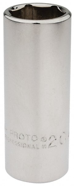 Proto - 3/8" Drive, Deep Hand Socket - 6 Points, 2-3/4" OAL, Chrome Finish - Exact Tooling