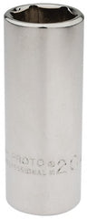 Proto - 3/8" Drive, Deep Hand Socket - 6 Points, 2-3/4" OAL, Chrome Finish - Exact Tooling