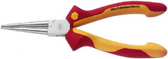 Wiha - 6-5/16" OAL, 1-11/16" Jaw Length x 11/16" Jaw Width, Long Nose Side Cutting Insulated Pliers - Serrated Jaw, Round Nose Head - Exact Tooling