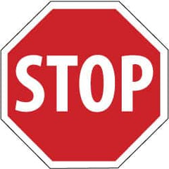 NMC - "Stop", 30" Wide x 30" High, Aluminum Stop & Yield Signs - 0.08" Thick, White on Red, High Intensity Reflectivity, Octagon, Post Mount - Exact Tooling