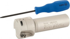 Iscar - 1-1/2" Cut Diam, 0.394" Max Depth of Cut, 1" Shank Diam, 4" OAL, Indexable Square Shoulder End Mill - AP..1003.., HM90 AP..1003.. Inserts, Weldon Shank, 90° Lead Angle, Series Heli2000 - Exact Tooling