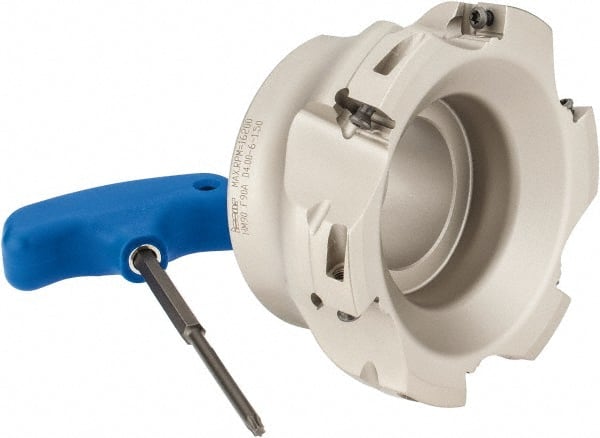 Iscar - 6 Inserts, 4" Cut Diam, 1-1/2" Arbor Diam, 0.56" Max Depth of Cut, Indexable Square-Shoulder Face Mill - 0/90° Lead Angle, 2" High, AD..1505.. & HM90 AD..1505.. Insert Compatibility, Series HM90 - Exact Tooling