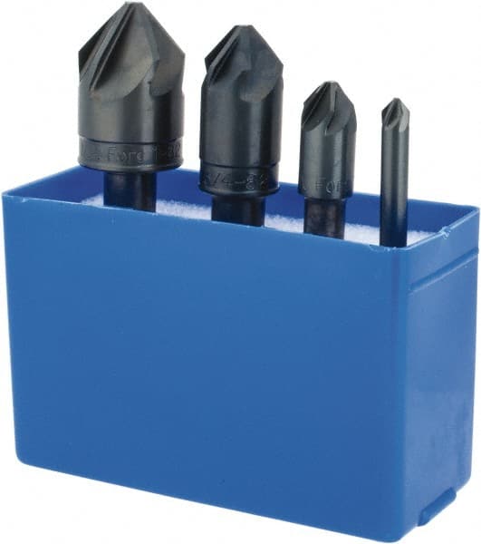 M.A. Ford - 4 Piece, 1/4 to 1" Head Diam, 82° Included Angle, Single End Countersink Set - Exact Tooling