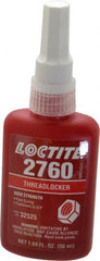 Loctite - 50 mL Bottle, Red, High Strength Liquid Threadlocker - Series 2760, 24 hr Full Cure Time, Hand Tool, Heat Removal - Exact Tooling
