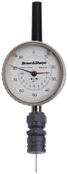 TESA Brown & Sharpe - 0 to 1 Inch Range, White Dial Depth Gage - 0.001 Inch Graduation - Exact Tooling
