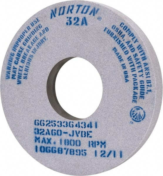 Norton - 14" Diam x 5" Hole x 1-1/2" Thick, J Hardness, 60 Grit Surface Grinding Wheel - Aluminum Oxide, Type 1, Medium Grade, 1,800 Max RPM, Vitrified Bond - Exact Tooling