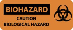 NMC - "Biohazard - Caution - Biological Hazard", 7" Long x 17" Wide, Pressure-Sensitive Vinyl Safety Sign - Rectangle, 0.004" Thick, Use for Hazardous Materials - Exact Tooling
