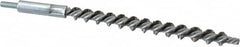 Schaefer Brush - 4" Brush Length, 3/8" Diam, Double Stem, Single Spiral Tube Brush - 6-1/4" Long, Stainless Steel, 8-32 Male Connection - Exact Tooling