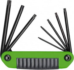 Eklind - 8 Piece T8 to T40 Steel Fold-Up Torx Key Set - T8, T10, T15, T20, T25, T27, T30, T40 Torx Size - Exact Tooling
