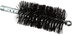Schaefer Brush - 4-1/2" Brush Length, 2-1/4" Diam, Double Stem, Double Spiral Tube Brush - 7-1/2" Long, Tempered Steel Wire, 1/4" NPT Male Connection - Exact Tooling
