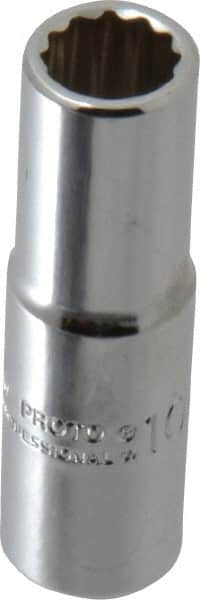 Proto - 3/8" Drive, Deep Hand Socket - 12 Points, 2-1/8" OAL, Chrome Finish - Exact Tooling