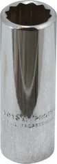 Proto - 3/8" Drive, Deep Hand Socket - 12 Points, 2-1/8" OAL, Chrome Finish - Exact Tooling