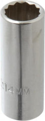 Proto - 3/8" Drive, Deep Hand Socket - 12 Points, 2-1/8" OAL, Chrome Finish - Exact Tooling