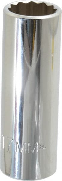 Proto - 3/8" Drive, Deep Hand Socket - 12 Points, 2-3/4" OAL, Chrome Finish - Exact Tooling