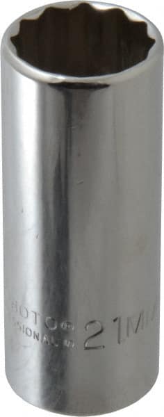 Proto - 3/8" Drive, Deep Hand Socket - 12 Points, 2-3/4" OAL, Chrome Vanadium, Chrome Finish - Exact Tooling